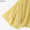 ZANZEA Blusa Elegante da Donna Casual con Scollo a V, Strati, Maniche a Svasatura, Semitrasparente, Larga