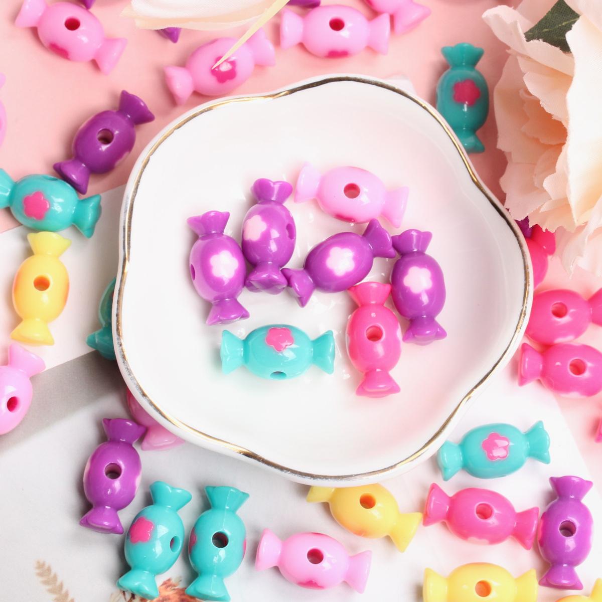 

50 шт., акриловые бусины в форме цветов, конфеты, аксессуары для изготовления браслетов и ожерелий, модные вертикальные отверстия, DIY ювелирные материалы