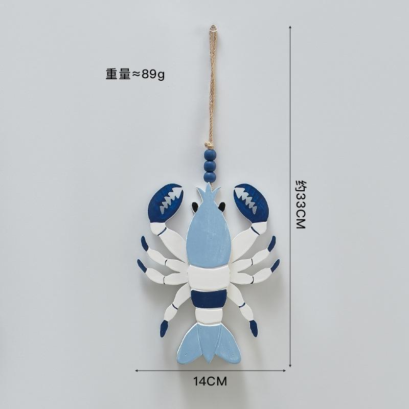

Mediterranean Wooden Crab obster Pendant Hanging Wall Decoration Vintage Living Room Ocean Beach Theme Restaurant Bar Wall Decor