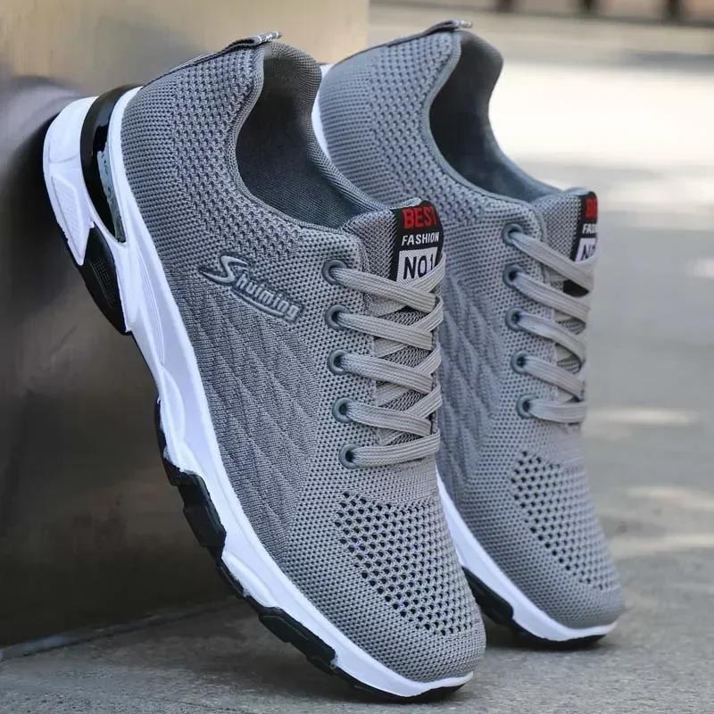 Man Casual Shoes Mens Sports Athletic Shoes Solid Black Trainers Size 39-44 Men Sneakers Lightweight Running Shoes