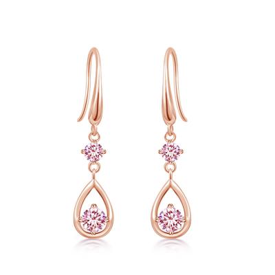 Free Bird Swaying Earrings for Hook 925 Metal Pink Day Gift Women, "drop Flower" Earrings, Silver, Allergy-friendly, Zirconia, Quality, Simple, Cute,