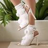 Comfortable Women Sandals Beginner Heels for Dance Soft Sole Super Cute Pointed Toe Shoes Stylish Ankle Strappy Flowers Decor