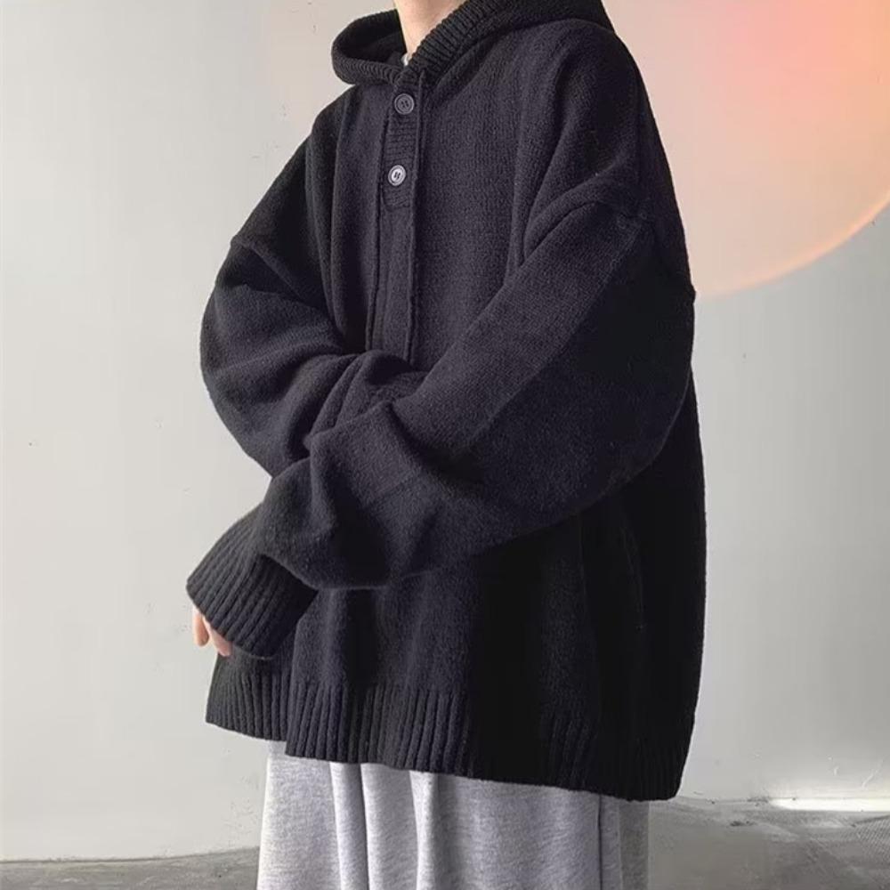 Pulover cu glugă pentru bărbați Toamnă/iarnă Stil vintage lejer Versatil Top tricotat Trendy Stil colegial Pulover îmbrăcăminte casual