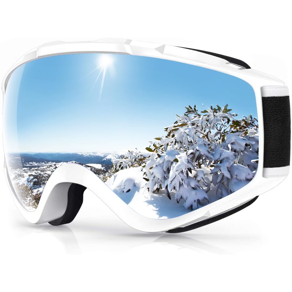 

Findway Ski Goggles JP-AD-PY Spherical Lens Anti-Fog UV400 White Frame / Silver Lens