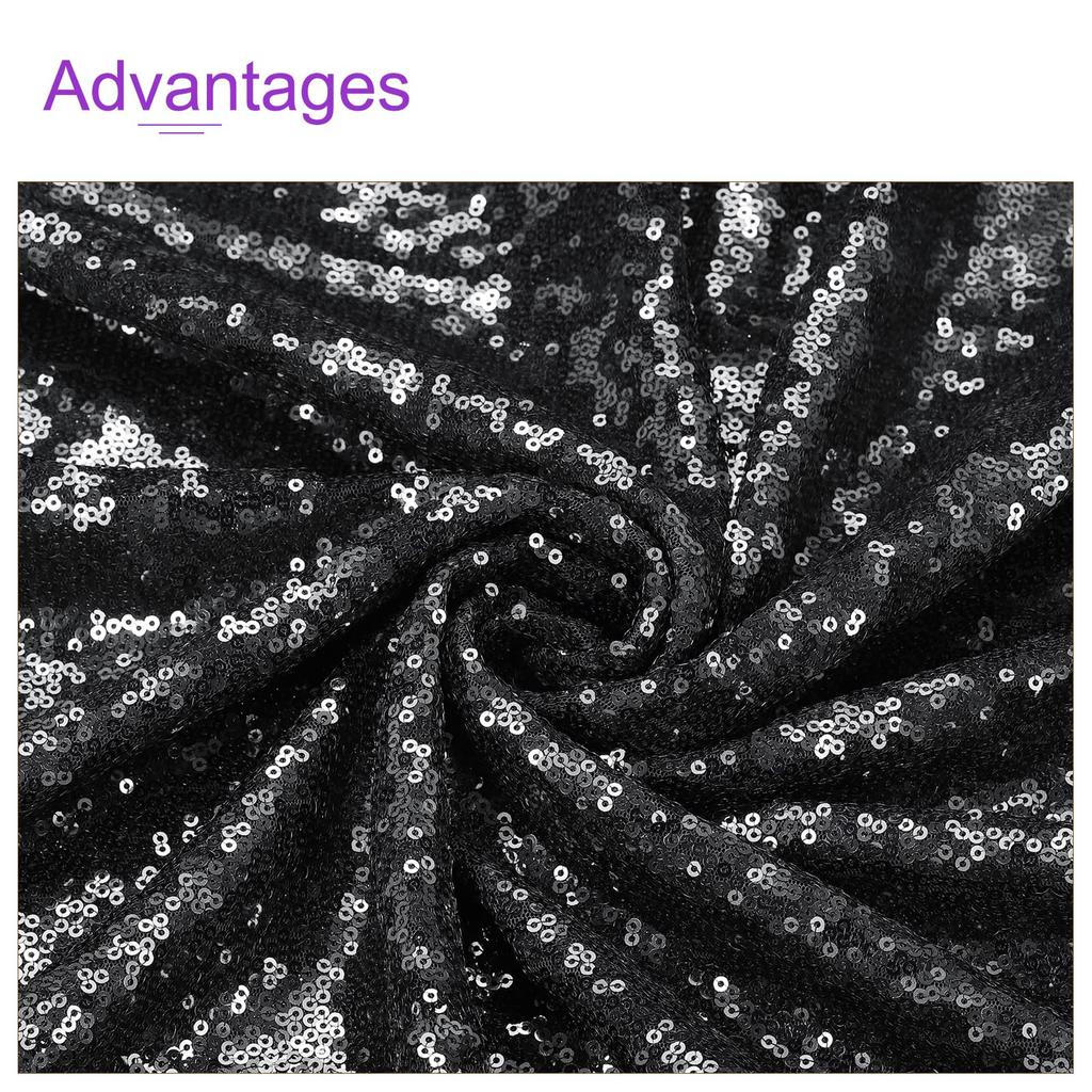 DMiotech 4 Yards Black Sequin Sparkly Iridescent Bling 5 Feet DIY Sewing for Dresses Fabric, Mesh, Wide, Tablecloths, Backdrops, Clothing,