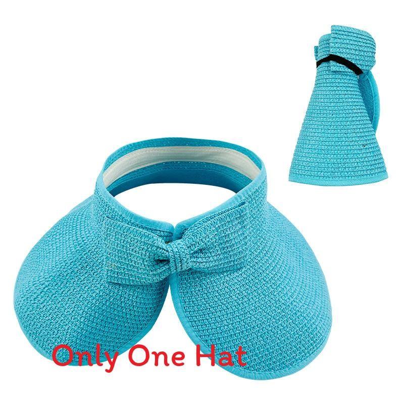 Neutral Top Straw Hat Sun Protection Cap With Butterfly Knot For Travel Beach