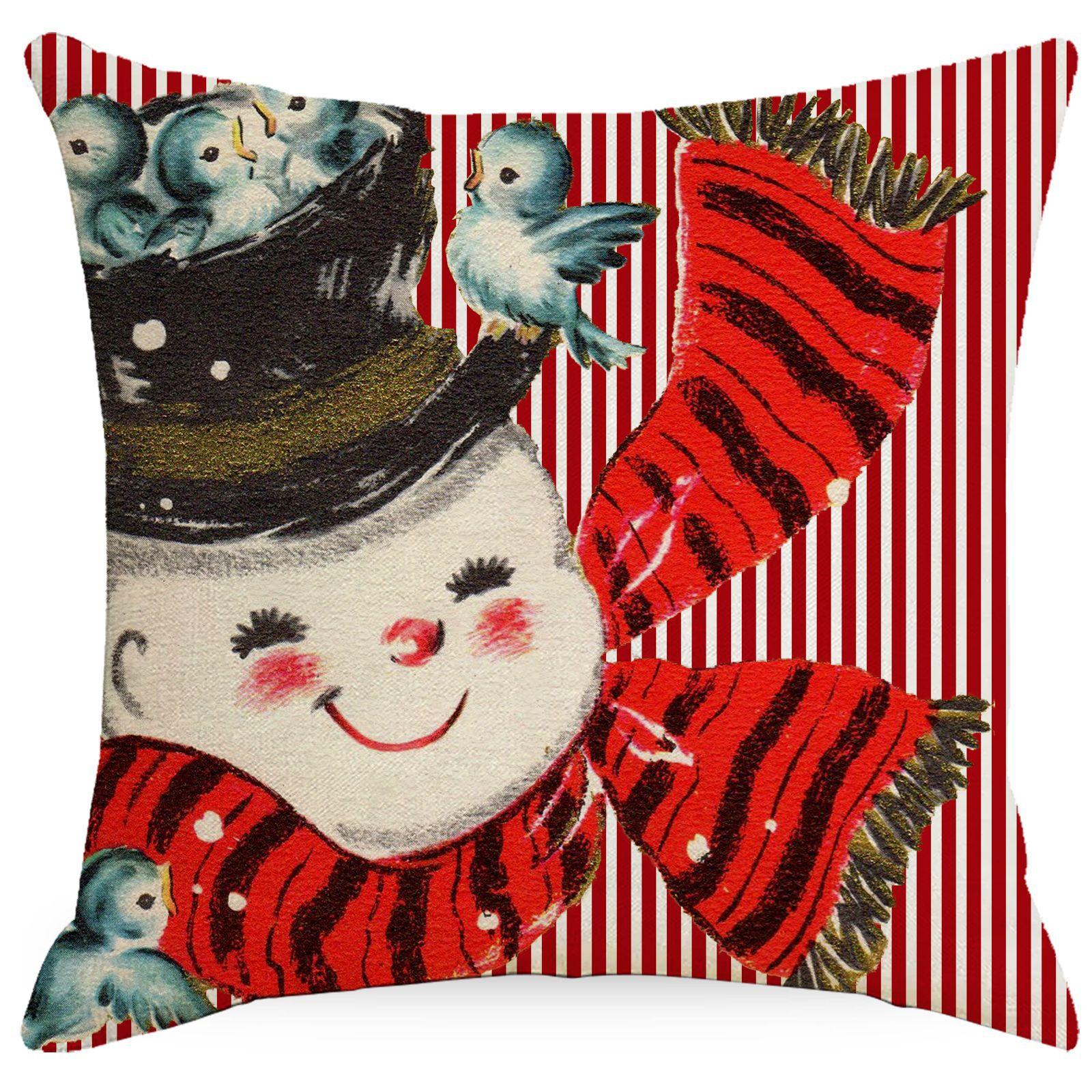 

Red Christmas Printed Pillow Case for Home Living Room Sofa Cushion Bedroom Cushion Cover Christmas Atmosphere