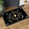 1pc Celestial Floral Doormat Deep Indigo Black Gold Print Polyester Hand Wash Only 80x50cm Decorative Use