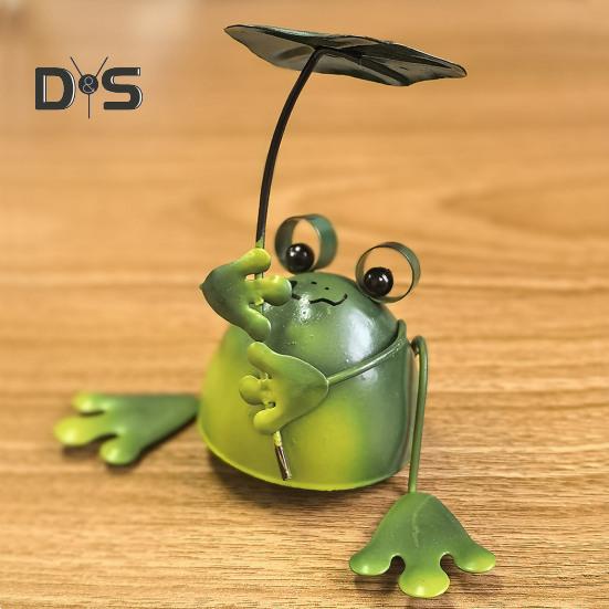 Frosch-Gartenstatue, handgefertigt, Eisenfrosch-Ornament, Sammler-Froschfigur für Terrasse, Balkon, Heimdekoration, Büro, Schreibtisch