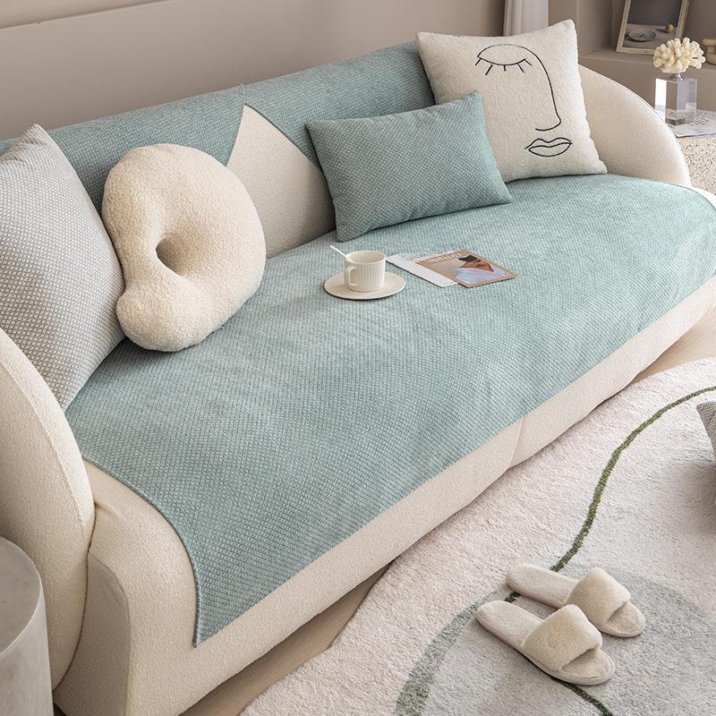Housse de coussin de canapé en Chenille, universelle, quatre saisons, Simple, Style moderne, antidérapante, couleur unie, housse de dossier en tissu