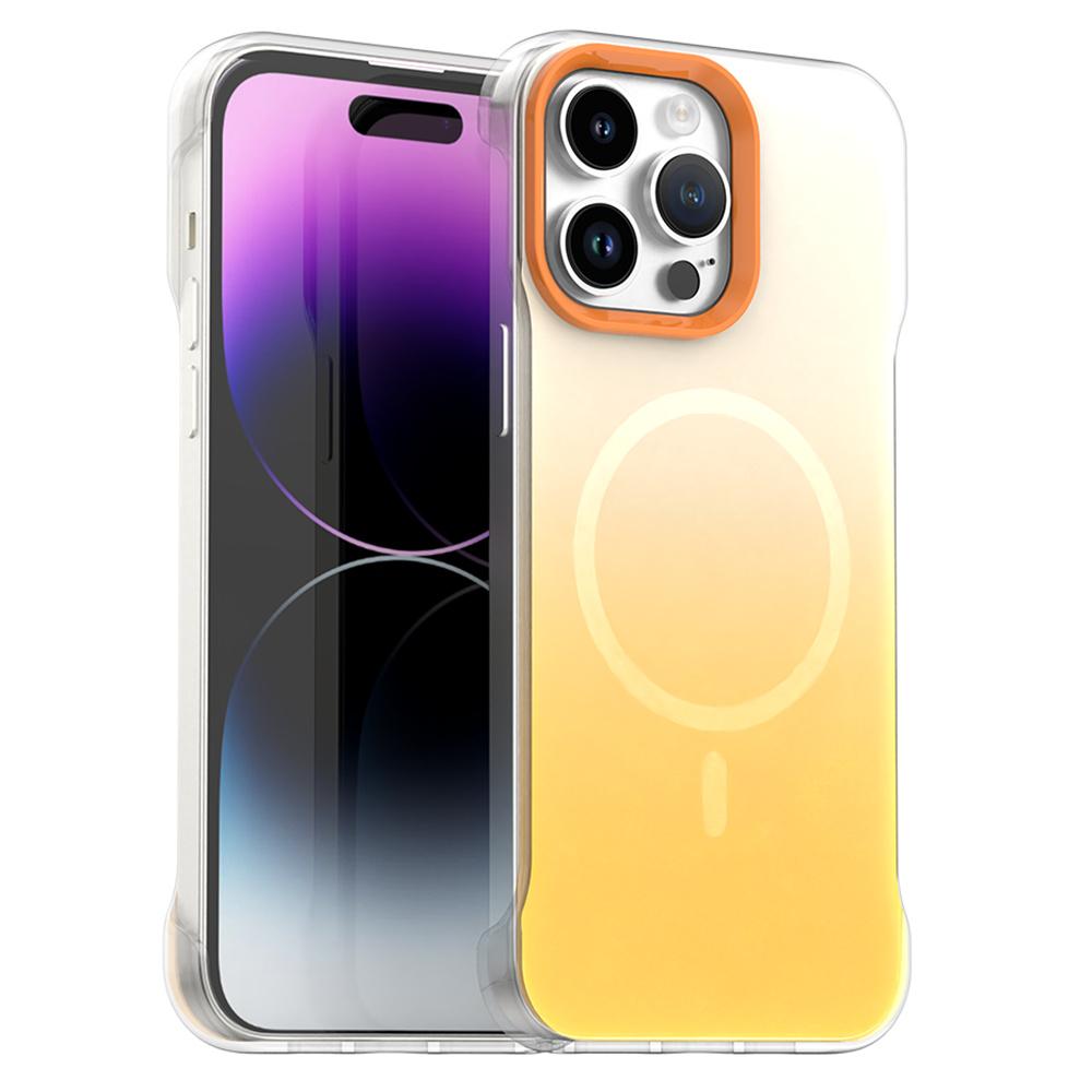 For iPhone 14 Pro Max Magnetic Case Gradient Design Borderless IMD TPU+PC+PET Phone Cover