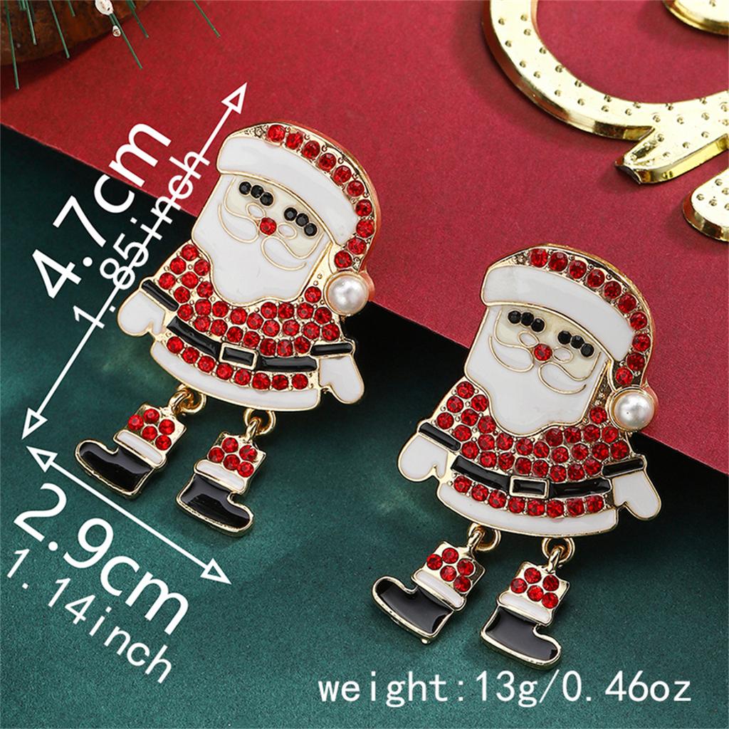 Fashion Green Hairball Christmas Tree Drop Earrings For Women Xmas Bowknot Bells Deer Santa Claus Earring Festival Party Jewelry