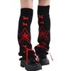 Women's Knitted Leg Warmers with Star Pattern and Ribbon Ties Harajuku Fairycore Flared Foot Covers Footless Long Socks