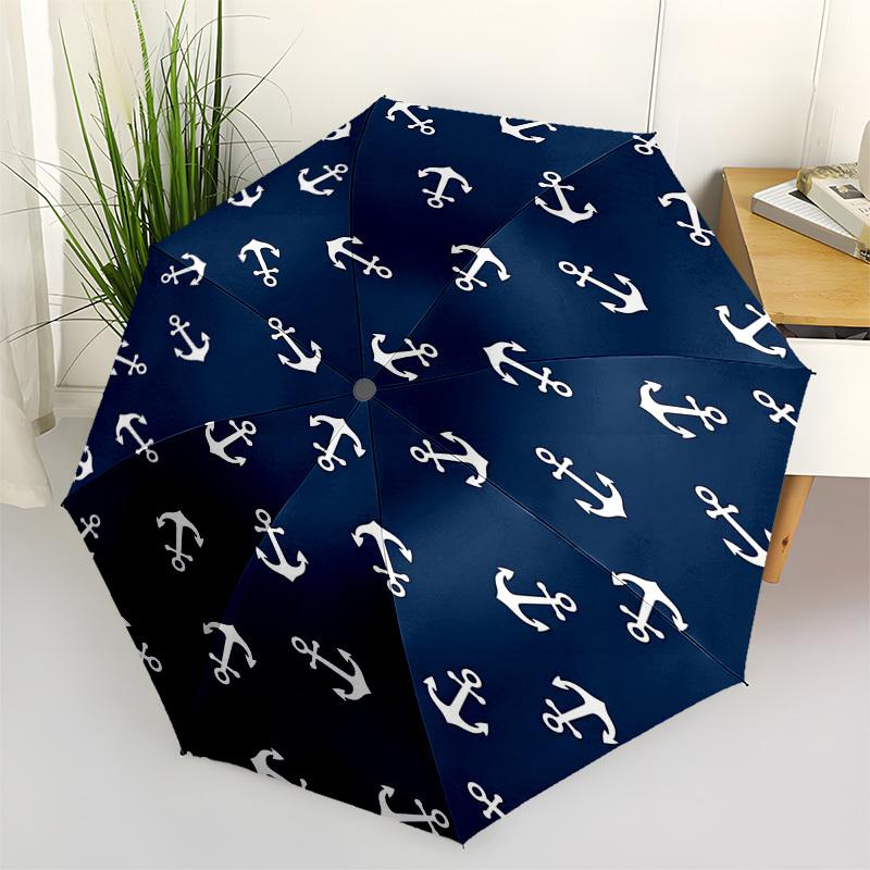 

1pc Nautical Anchor Pattern Umbrella with Plastic Handle,Vibrant Cartoon Pattern,Multi-functional UmbrellaB2014