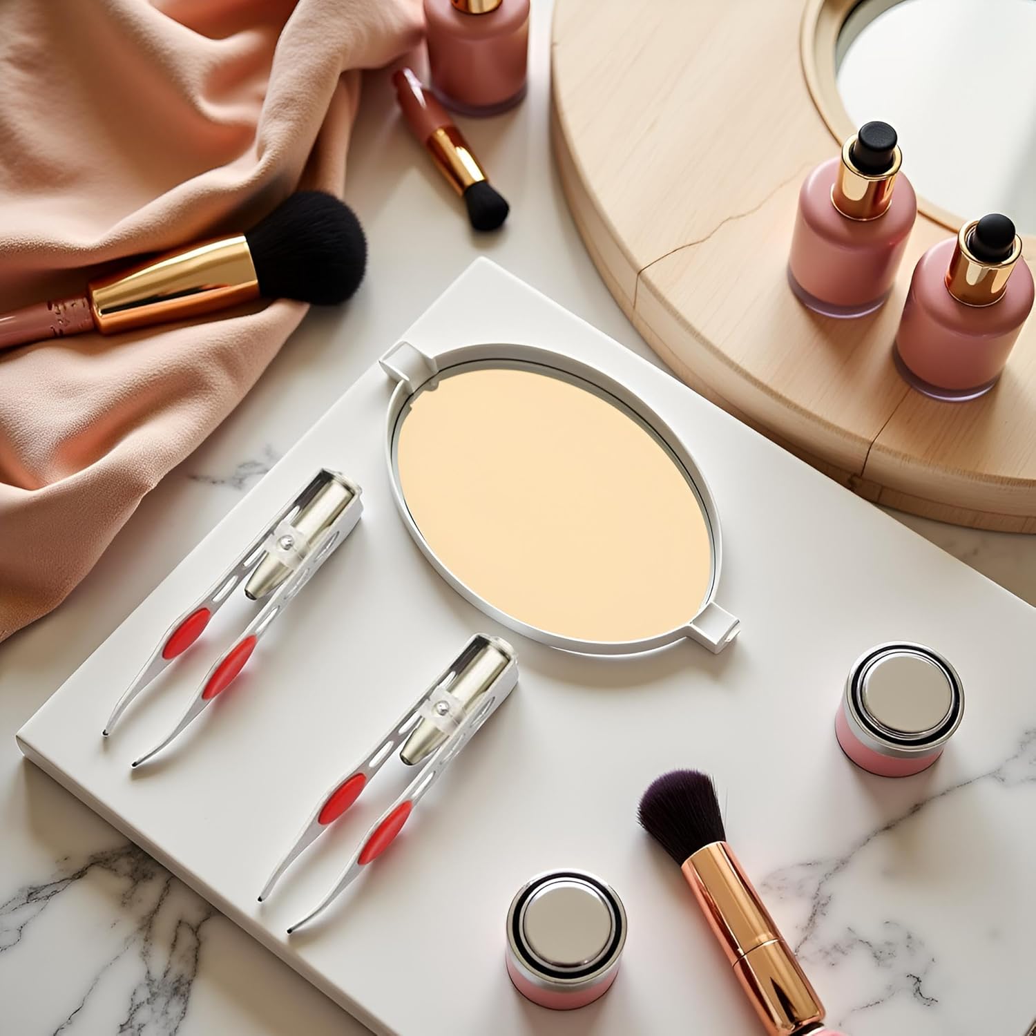 

2 Pcs Silver Tweezer With LED Light for Hair Removal Makeup Tool Eyebrow Eyelash Tweezers for Women Facial Hair, Lash Trimmer,Hair Ingrown for