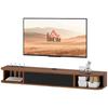 TV Cabinet Up To 50" Wall-Mounted with Drawer, 2 Open Shelves and Cable Hole, 120x24x16 Cm, Walnut