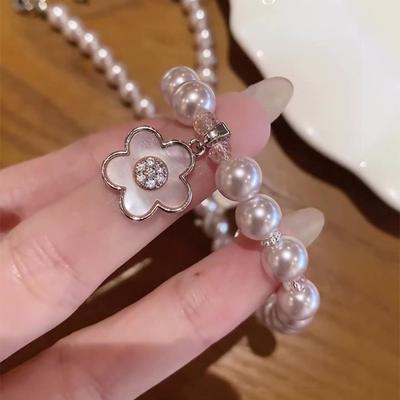 Manta Rose Pearl Zircon Beaded Necklace Retro Light Luxury Collarbone Chain Niche Temperament High-end Jewelry