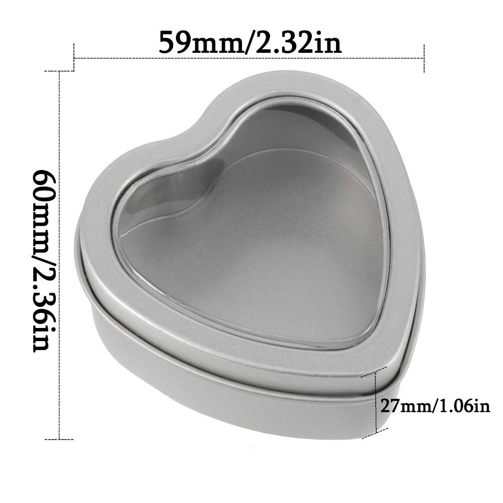 12pcs Empty Heart Shaped Gift Boxes Metal Tins with Clear Window Heart Shaped Metal Tin Cans Small Candle Tins with Lids Party Favor Box Gift Wrap Box