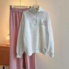 Women's Retro Turn-Down Collar Zipper Hoodie - Spring/Autumn Loose Lazy Style Pullover Top