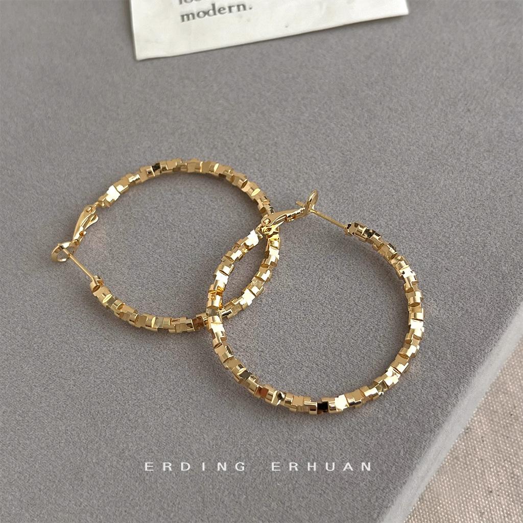 Retro Metal Circle Earrings Internet celebrity design earrings New trendy foreign style earrings