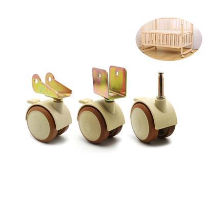 4 Stück 2 Zoll Möbelrollen, Lenkrollen, Schrankklemme mit Bremsrädern, Nylon-Möbelstützbein für Stühle, Babybett, Trolley