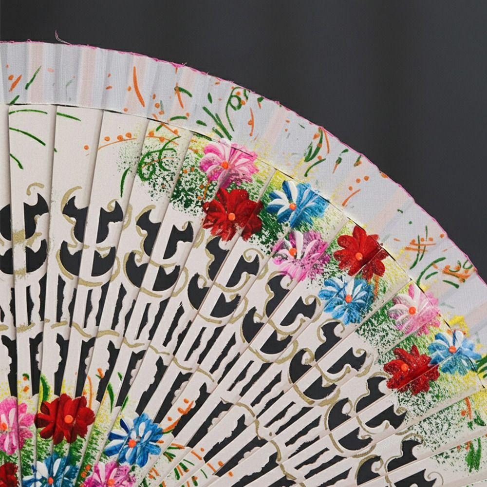 Wooden Classic Folding Fan Antique Spanish Wood Fan Portable Decorative Hand Fan  Gift
