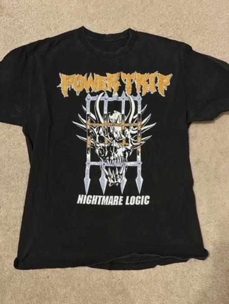 

Тур группы Power Trip Nightmare Logic с унисекс футболками из чистого хлопка для повседневной носки, спорта и активного отдыха - Мужская Су... S разноцветный