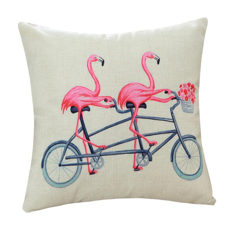 

45x45cm Flamingo Flower Plant Printed Sofa Waist Chair Cushion Cover Home Wedding Party Decoration 45x45cm