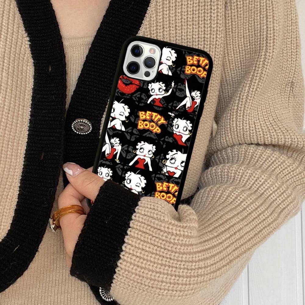 Animation B-Betty Boop PC+TPU Protective Phone Case For IPhone 17 16 Pro Max 15 Plus 14 13 12 11 Cover