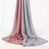 Pearl Edge Chiffon Hijab Scarf Women Muslim Long Shawl Soft Plain Head Wrap Beaded Border Lightweight Islamic Turban