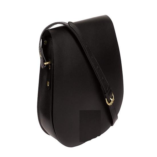 Noora Solid  Black Leather Sling Bag for Women