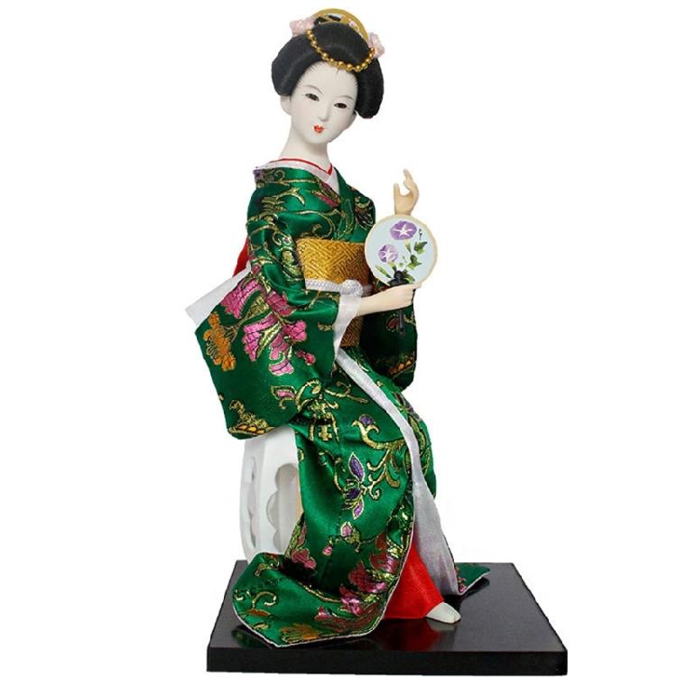 Elegante 12-Zoll-Geisha-Puppen mit detaillierter Bemalung und Kleidung Japanische Kimono-Figur für kulturelle Ausstellung Ornament