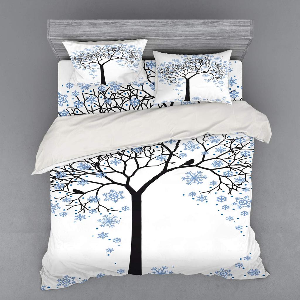 Trees In The Snow Duvet Cover Sets For Kids Teens Queen Lightweight Quilt Covers Winter Themed Bedding Set Room Decor No Quilt