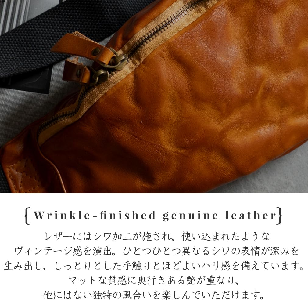 VITAFELICE Men's Vintage Leather 2-Way Body Bag (NSB-30376N) (Black)