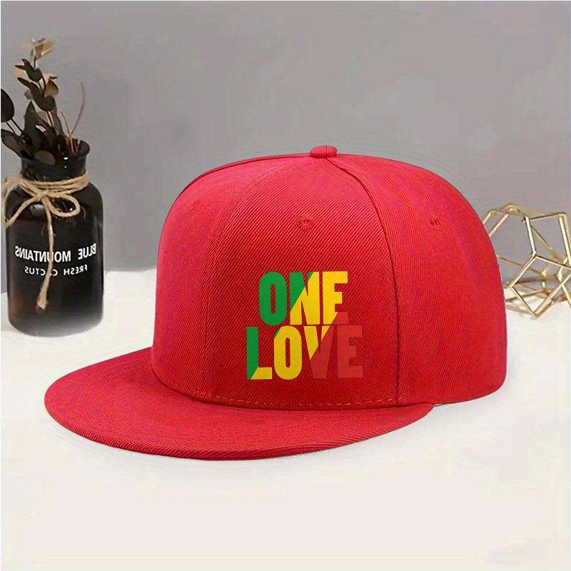 Fashionable Urban Hip-hop Style Hat Printed with 'ONE LOVE' Design, Suitable for Both Men and Women, Versatile Flat Brim Hat