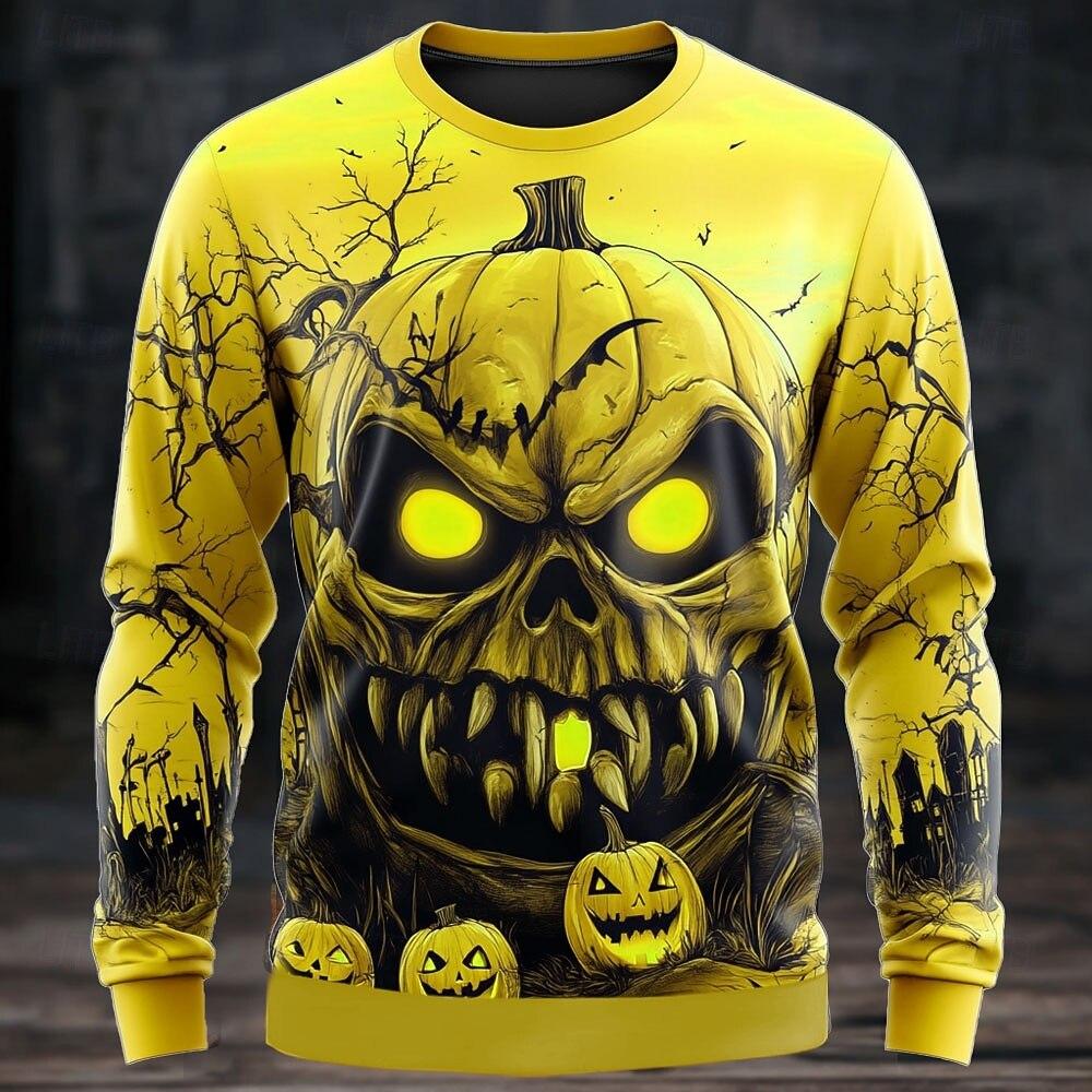 Herren Halloween Sweatshirt 3D Geister-Print Pullover Hoodie Herren Damen Set Harajuku Mode Totenkopf Hässlicher Weihnachtspullover Katze Tops