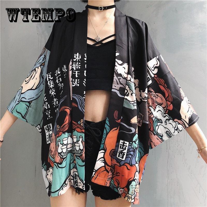

Кардиганы с комиксами, японское кимоно, кардиган, женская тонкая студенческая уличная одежда, солнцезащитная одежда, кимоно, пальто
