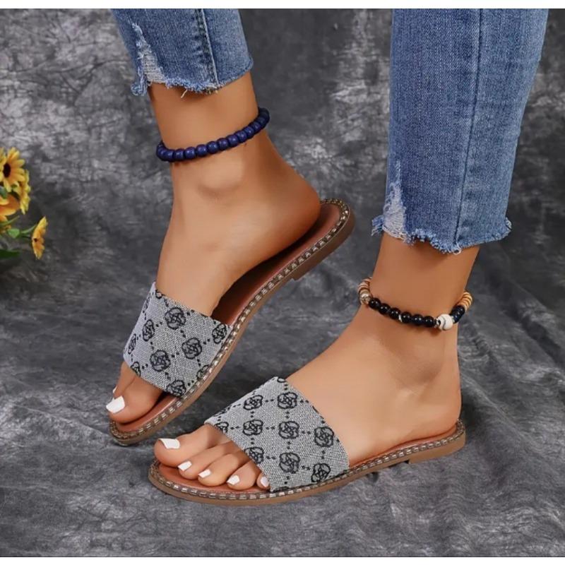 Cool Slippers Women's Summer New Large Size 43 Flat Bottom One-word Beach Cool Slippers