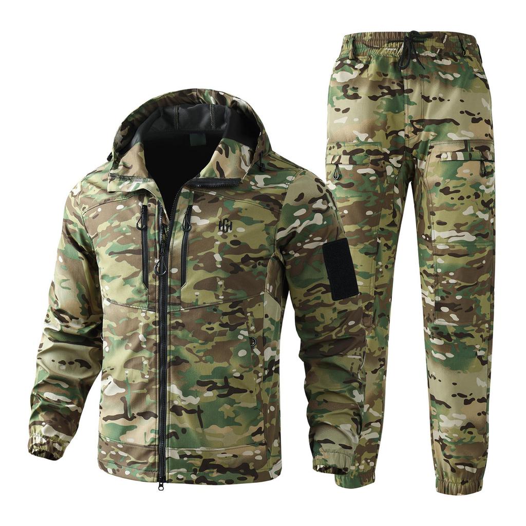 Costum Jachetă Bărbați  Îmbrăcăminte de Lucru Bărbați  Costum Camuflaj Rezistent la Uzură  Costum de Antrenament cu Glugă  Costum Montanism Outdoor