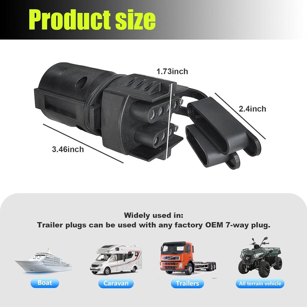 Trailer Plug Adapter, 7 Pin to 4 and 5 Flat Blade Connector, Universal 2-in-1
