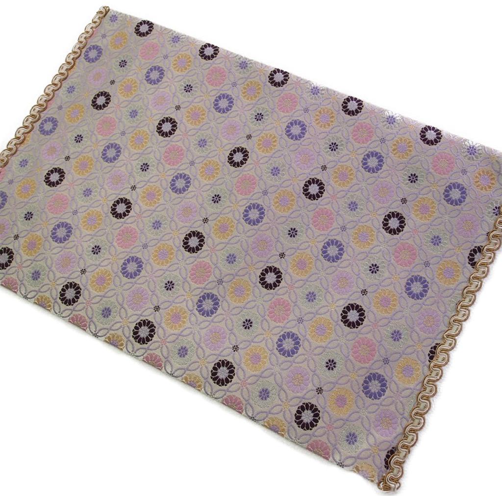 Fire-resistant Buddhist Altar Mat with Flower Chain (Size 25: Chukyo Style (38.7 X 60cm), Pink (white))