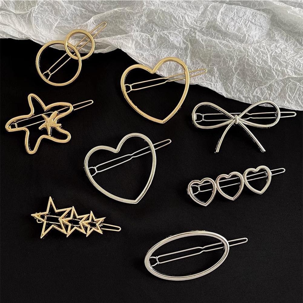 Simple Versatile Alloy Hollow Hair Clip Multiple Shaped Bangs Hairpin Headwear Hair Accessory for Female