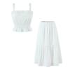 Women's White Lace Trim Tank Top & A-line Umbrella Skirt Set