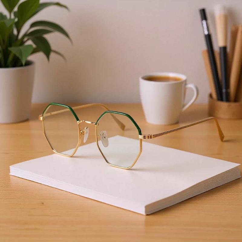 Unisex Ultra-Light Pure Titanium Irregular Polygonal Myopia Glasses Frame