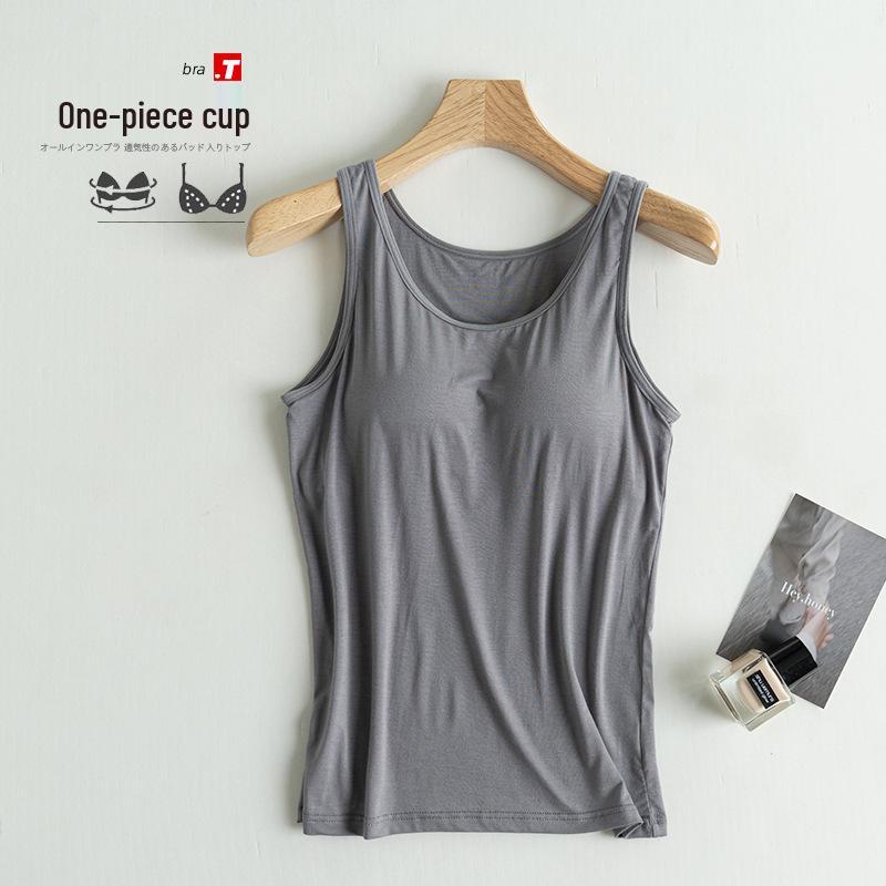 Kubek na pięć palców Damski modalny top na ramiączkach: Camisole z wbudowanymi wkładkami na biust