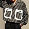 INCERUN Oversized Men Long Sleeve Striped Print Shirts Casual Loose Button Tops