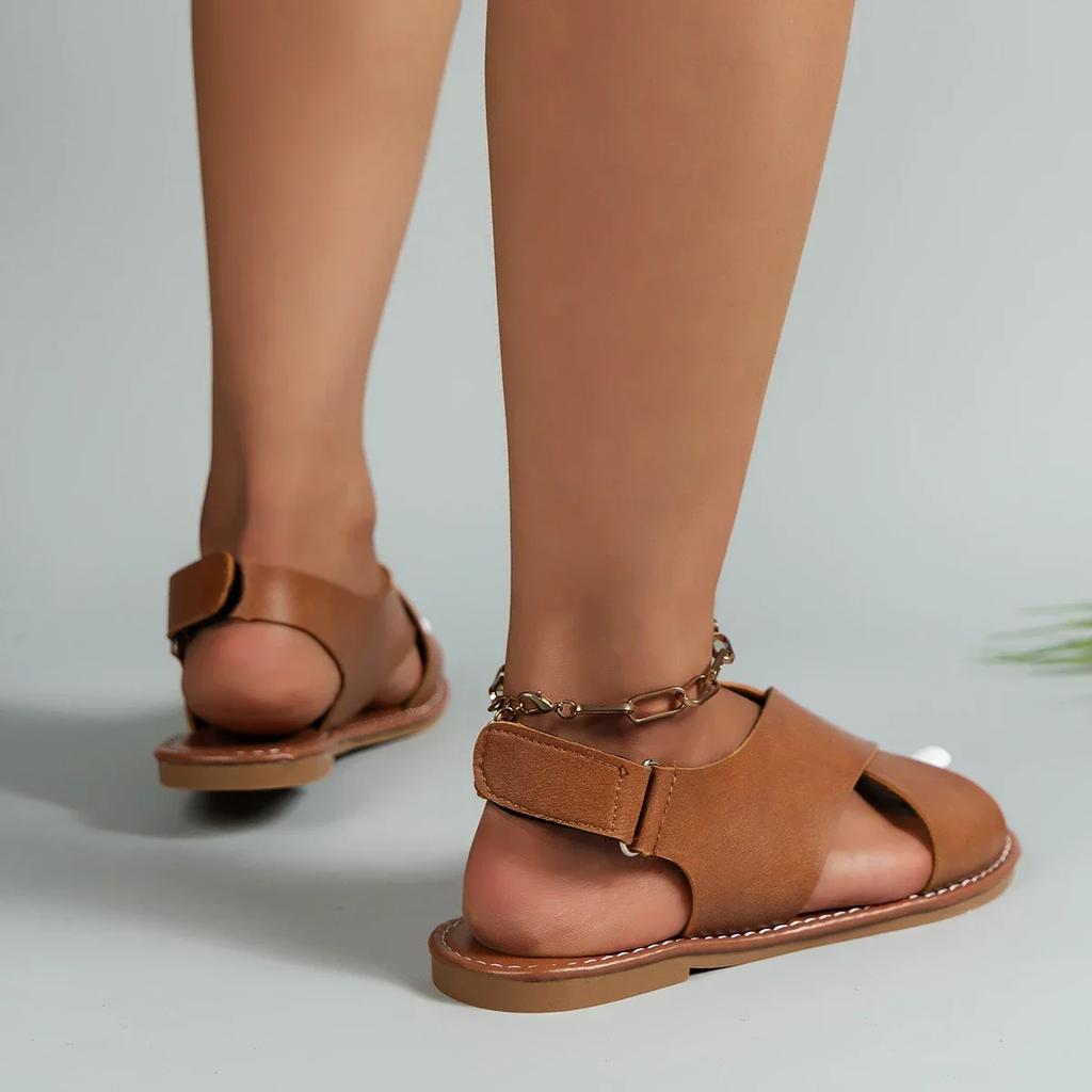 Ladies Shoes on Sale 2024 Fashion Buckle Women's Sandals Summer Solid Outdoor Flat Casual Women Beach Sandalias Zapatos Slides
