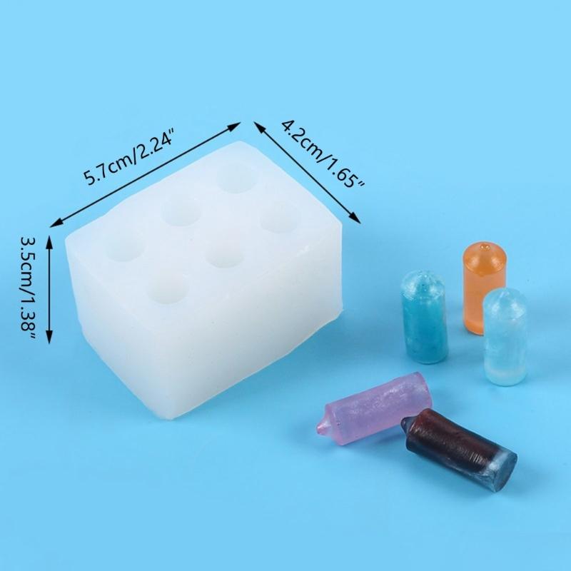 Small Column Candle Resin Mold DIY Cake Baking Decor 6-Cavity Mini Candle Moulds
