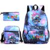 Interstellar Baby Stitch Three-Piece School Bag Cartoon Peripheral Printed Polyester Backpack Student School Bag Leisure Bag