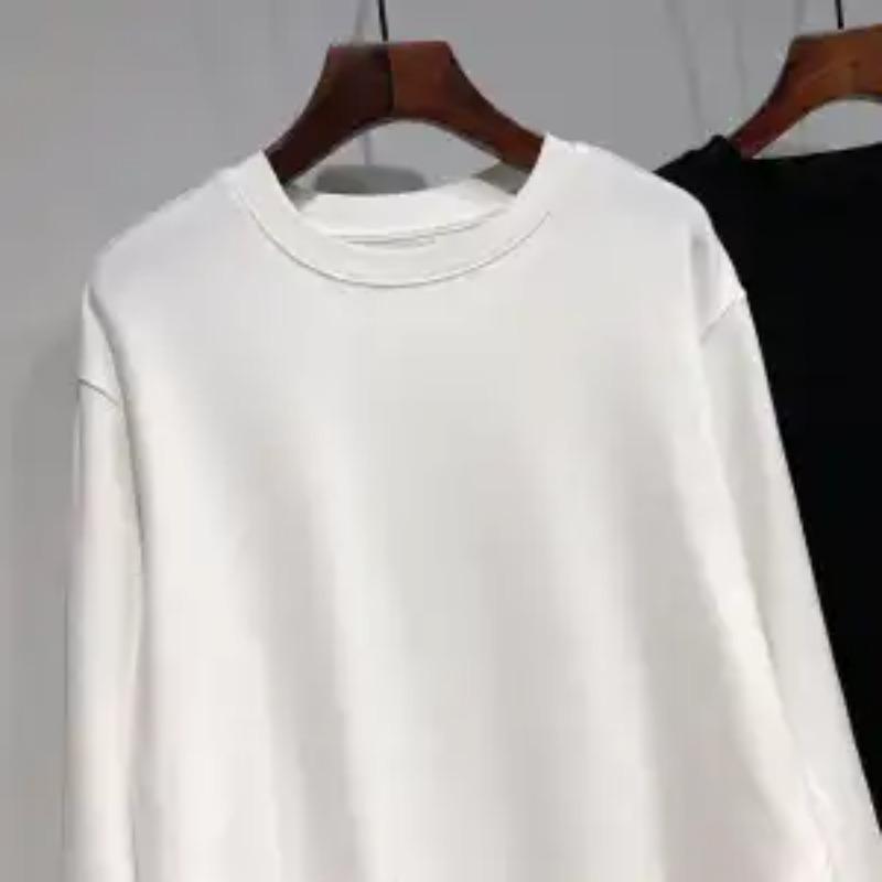 

Осень Зима Новая Мода Однотонные Повседневные Футболки с Длинным Рукавом Женские Свободные Элегантные Пуловеры Средней Длины Плюс Бархат Теплые Топы M белый